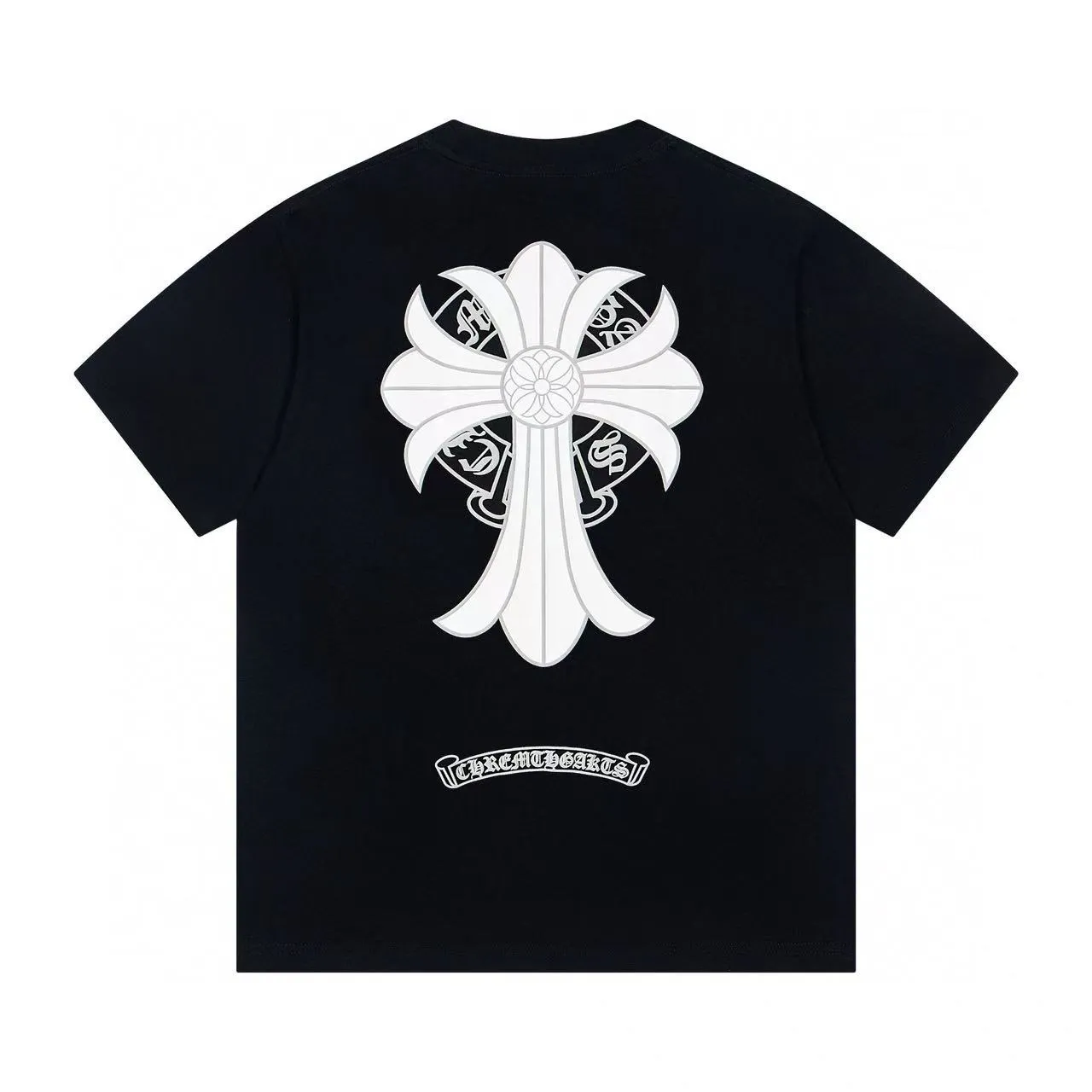 🅿️170 ChromeHearts/Chrome Hearts 24ss round neck T-shirt Original fabric Official same style Short-sleeved T-shirt Customized 260g same vat dyed fabric Very comfortable to the touch Latest brick cabinet synchronization for spring and summer Fashionable and individual Super versatile and good-looking Very suitable for both men and women A must-have item Hang tag Collar label Washed wheat Complete with three standards Color: Black White Size: XS-L